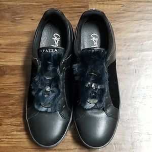 Faux Fur and Leather Embellished Sneaker